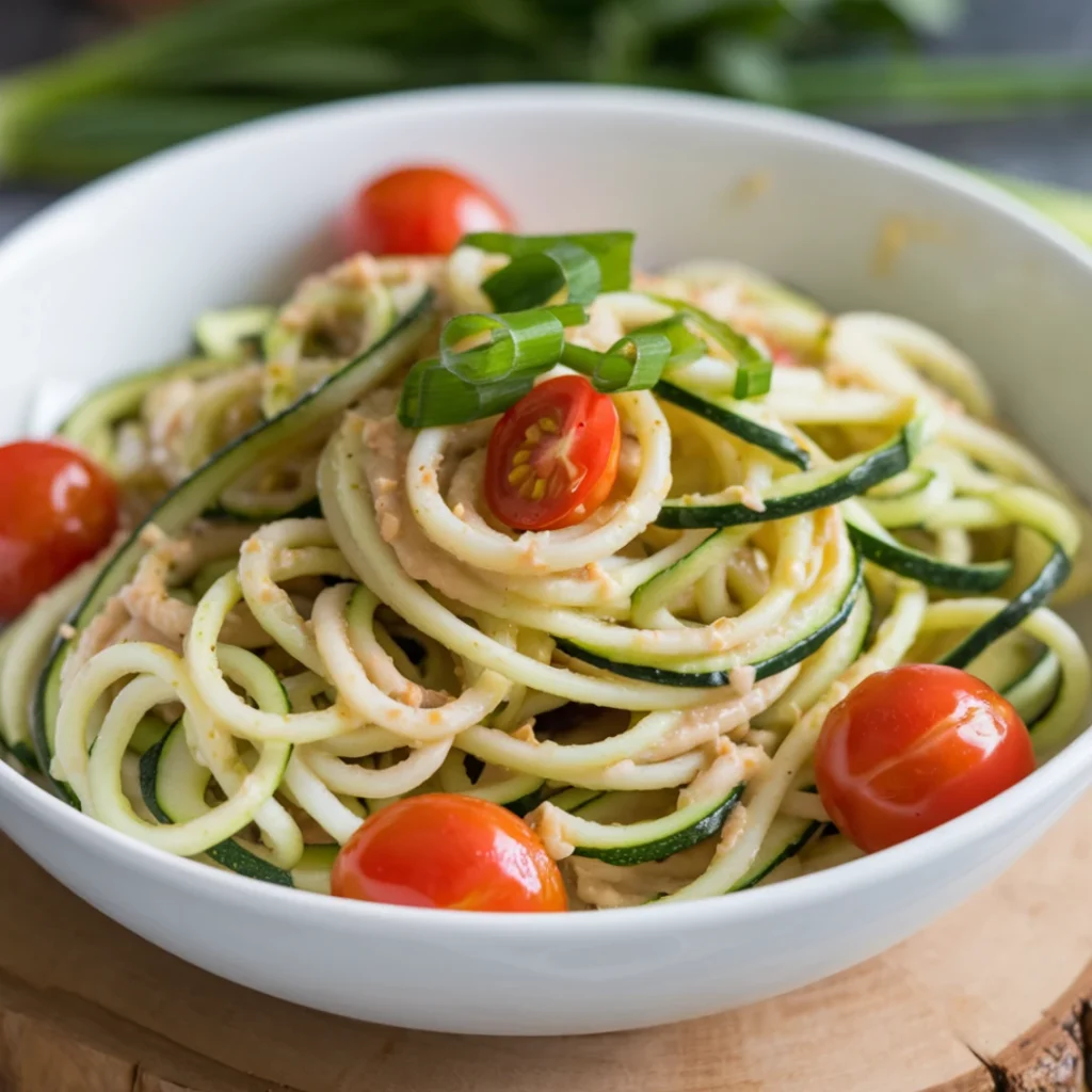 Keto Garlic Butter Zucchini Pasta with tomato