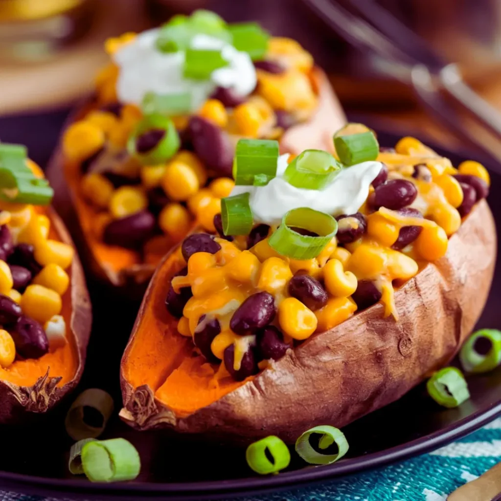 Southwestern Stuffed Sweet Potatoes and beans