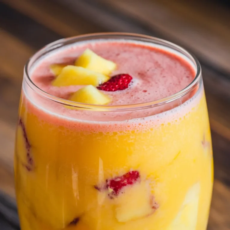 Mango Pineapple and Strawberry Smoothie