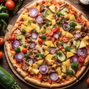 How to make Veggies pizza with pineapple and meat