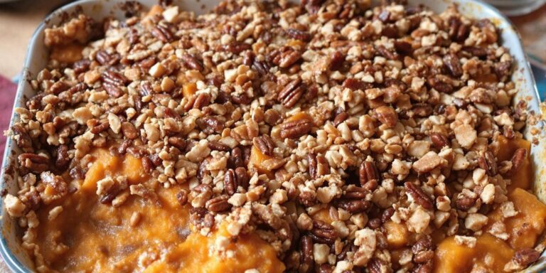 Maple-Glazed Sweet Potato Casserole with Pecan Crumble