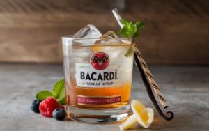 Homemade Bacardi Rum Vanilla Syrup Cocktail