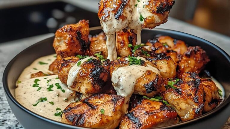Grilled Chicken Bites with Creamy Garlic Sauce Recipe