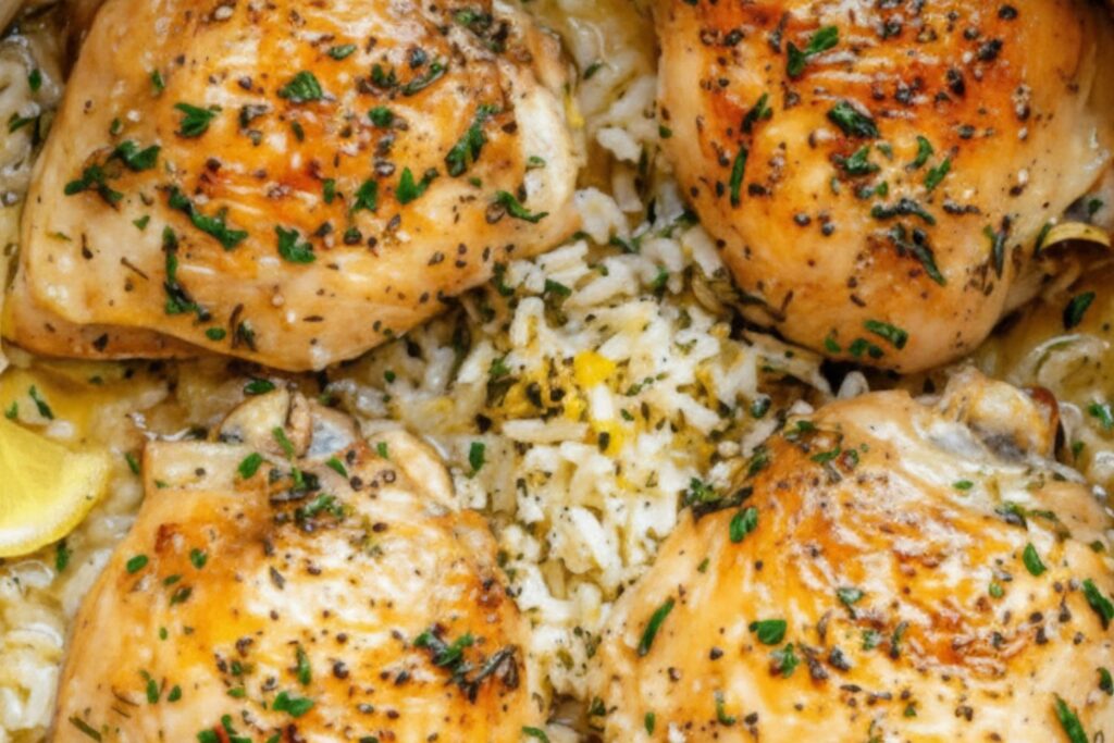 Slow Cooker Lemon Herb Chicken and Rice