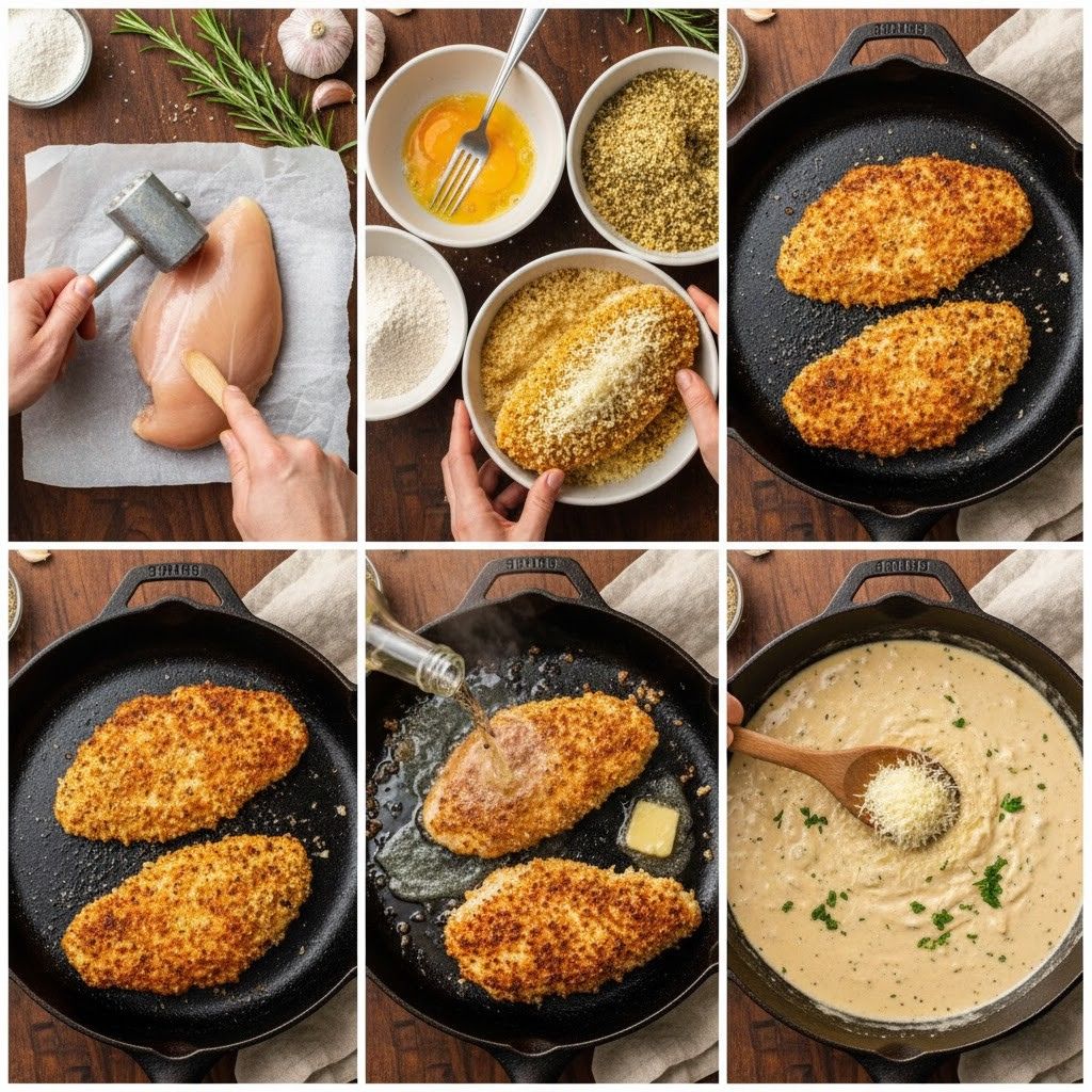 Parmesan Crusted Chicken With Creamy Garlic Sauce Step-by-Step Instructions